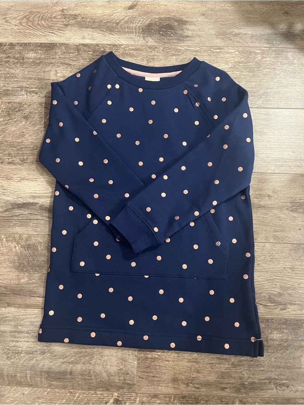 Boden Navy Sweatshirt with Rose Polka Dots size 7/8.  Gently used.  Girls